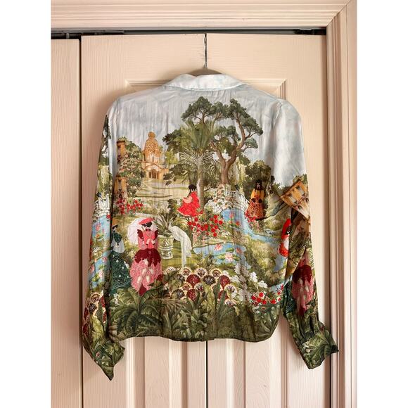 Rachel Zoe Satin Scenic Shirt Size Small - Picture 2 of 7